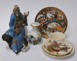 Lot 250 - Small Lot of Oriental incl 2 x Oriental Figures, Cabinet Plate, Shibat