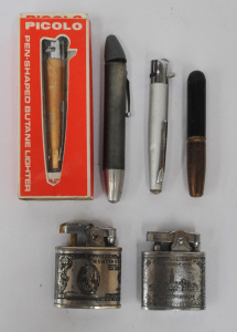 Lot 252 - Group Lot Vintage Novelty Pen Shaped Cigarette Lighters - incl Boxed P