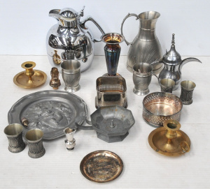 Lot 255 - Group Metal ware inc Barware, 60s Alfi chrome insulated lidded jug, p