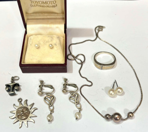 Lot 268 - Group mainly silver jewellery - Ring marked 925 & 375, chain with
