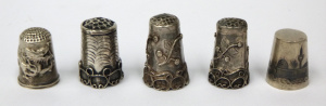Lot 290 - 5 x Vintage Eastern Continental Silver Thimbles