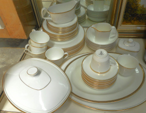 Lot 306 - Royal Doulton Gold Concord setting for 8 and Lidded Casserole Dish, wh