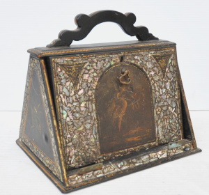 Lot 342 - c1880 Victorian Writing BoxSlope w Mother Of Pearl Inlay, Images of Wa