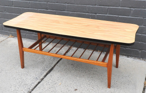 Lot 1 - Retro 1970s Long Rectangular Coffee Table - fine Teak frame w Magazine r