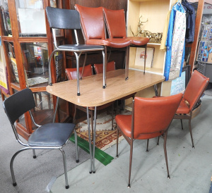 Lot 6 - Group lot - Retro 1960 - 70s 7 piece Kendall Dining Suite w stylish Brow