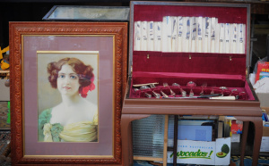 Lot 10 - Group lot - Framed c1900 Chromolithograph Portrait of a Lady + Matched