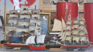Lot 31 - Group Lot of Model Ships incl Framed Model of the Santa Maria, Model of