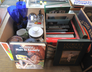 Lot 35 - 2 x boxes - Books & Modernist Household items - Designer Salt &