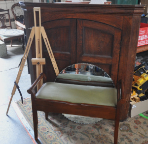 Lot 46 - Group Lot Vintage Furniture - incl Pie-Crust Mirror (af with one metal