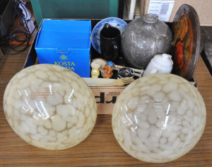 Lot 56 - Box lot mixed items - boxed Kosta Boda bowl, Duraline RACV Coffee Pot &