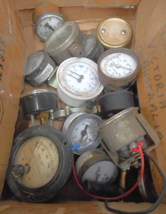 Lot 62 - Small Lot of Vintage gauges incl Pressure Gauges, Amp Gauge, Voltmeter