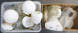 Lot 65 - 2 x box lots of Mostly Vintage Glass light lam shades inc, milk glass,