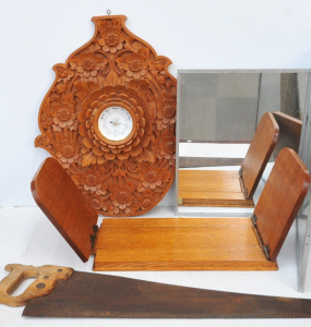 Lot 75 - Group Lot Mixed Vintage Items - incl Adjustable Oak Book Stand, Carved