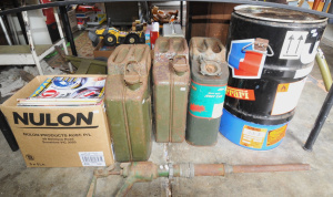Lot 78 - Group lot - Motoring items - Old ELF Fuel drum & Trolley, Wakefield