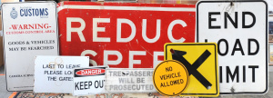 Lot 80 - Lot of Modern Road & Street Signs incl Large Reduce Speed Sign, Aus