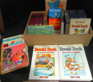 Lot 97 - Box lot Dutch language books, incl Disney Cartoon annuals, Robbedoes Al