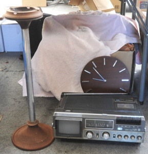 Lot 99 - 3 x Pieces of Retro Items incl Smokers Stand, JVC Portable Colour TV St