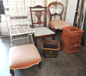 Lot 111 - Lot of Mixed items incl Outdoor Ceramic Garden Pots, Chairs & Fold