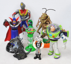 Lot 146 - Lot of Vintage & Modern Kids Toy Figures incl Energizer torch, Bu
