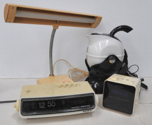 Lot 150 - 4 x 1970 80s Household items - 2 x Sony Clock Radios 1 w Flip over Nu
