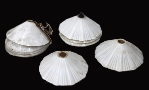 Lot 154 - Group lot - Vintage White Glass Conical Light shades - plain & oth