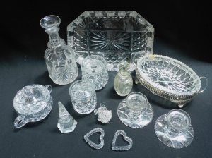 Lot 185 - Group lot crystal inc Pair candlestick holders, Lidded sugar bowls, Sw