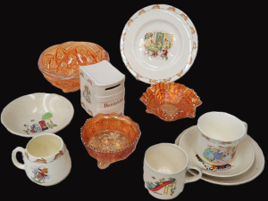 Lot 198 - Group vintage China & Carnival Glass inc 3 Marigold Carnival Glass