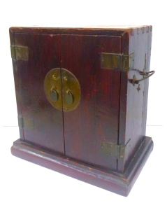 Lot 200 - Vintage Chinese wooden Seal Chest Cabinet with side handles, internal