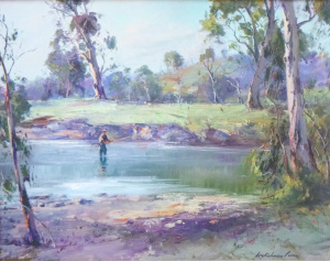 Lot 208 - Wykeham Perry (1936 - 2021) Gilt Framed Oil Painting - The Fisherman -