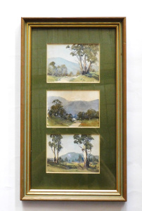 Lot 215 - William L Slack (1876 - 1949) Framed Set of 3 Miniature Watercolours -