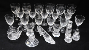 Lot 227 - Large Group lot - Cut Crystal - Sets of Wine Glasses, Perfume Bottles,