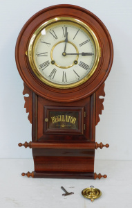 Lot 239 - 1980s Regulator Wall Clock - Roman Numerals with Key & Chime 58cm