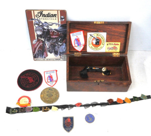 Lot 241 - Lot of Mixed Motoring Ephemera incl Assorted Indian Motorcycle Badges