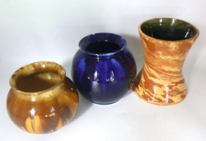 Lot 277 - 3 x Vintage Australian Pottery Vases inc, 1935 McHugh with brown glaz