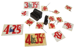 Lot 296 - Vintage Letter and Number Punch Set & Australian Point of Sale Sho