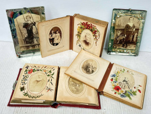 Lot 306 - Group c1900 photographs - 2 floral Albums, Carte de visites, 2 mirror