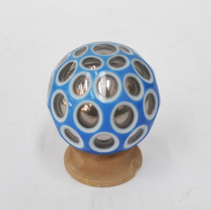 Lot 335 - Unusual Victorian Glass Paperweight - Facet cut Blue & White Overl