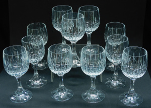 Lot 352 - 11 x Classical Crystal Stemmed wine glasses - Oval facets to bowl