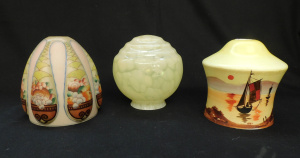 Lot 357 - 3 x Vintage Glass Light shades inc Pale Pink with raised sections &