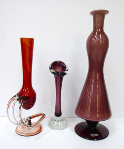 Lot 360 - Group lot of Art Glass inc, Polish Krosno Jozefina Jellyfish bud vase,