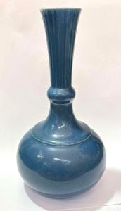 Lot 379 - Bretby Arts & Crafts pottery Vase - blue glaze - small glaze chips