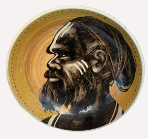 Lot 385 - Martin Boyd Australian Pottery Bowl with hand painted Aboriginal Elder
