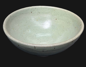 Lot 387 - Colin Levy large Australian pottery bowl - Celadon speckled glaze, imp