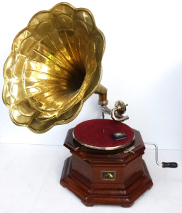 Lot 181 - Vintage Style HMV branded Reproduction Gramophone - Octagonal shaped b