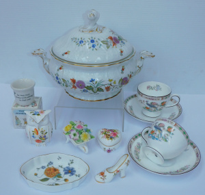 Lot 198 - Group lot of China incl Wedgwood Pin dish, & Cups & Saucers -