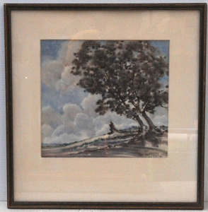 Lot 206 - Norman Penrose (1903 - 1976) Framed Watercolour - Rain Clouds - Signed