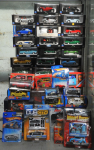 Lot 215 - Group Lot of Boxed & Carded Assorted Diecast Toy Vehicles incl Hot