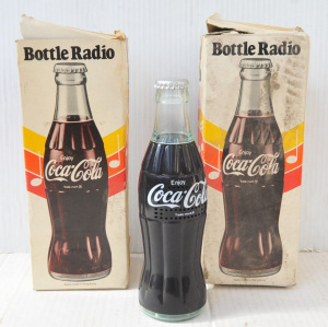 Lot 232 - 2 x Vintage Coca-Cola Bottle Radios w Their Original Boxes