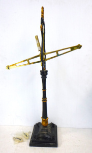 Lot 240 - Vintage set Tall Cast iron Balance Scales loose on Polished Slate base