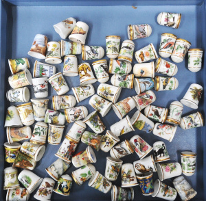 Lot 250 - Large Group Lot Vintage Animal Themed Thimbles - incl Birds, Dogs, Wol
